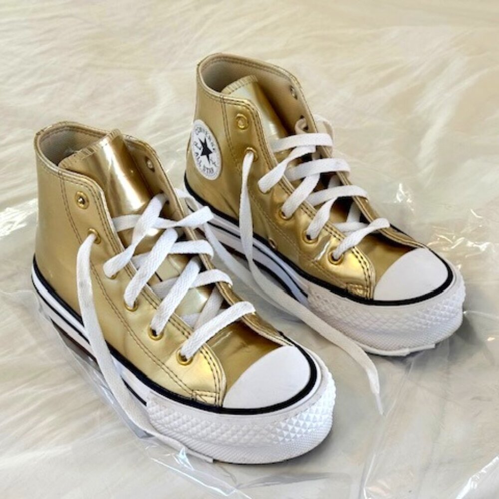 converse kids chuck taylor all star eva lift platform metallic little kid